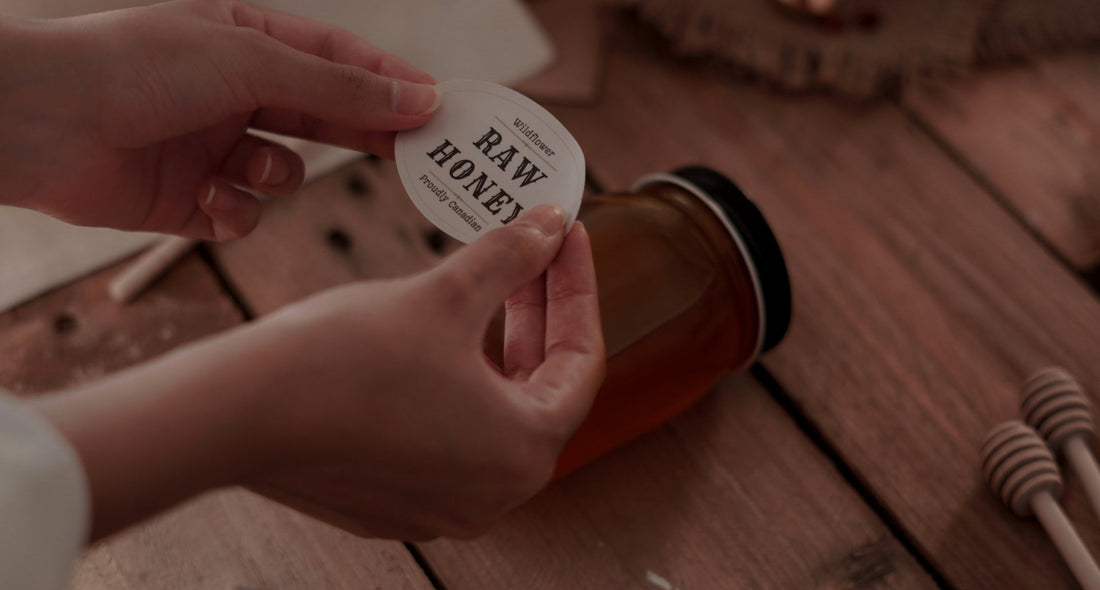 honey labels Canada showing origin and grade information